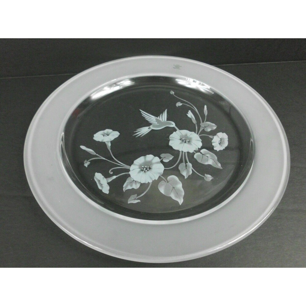 Vintage Avon Hummingbird Crystal Collection Dinner Plate Dish 10.5 Inch